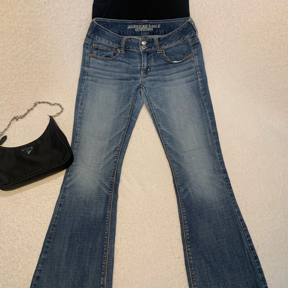 American Eagle Outfitters Blue Flare Wide Leg Jeans